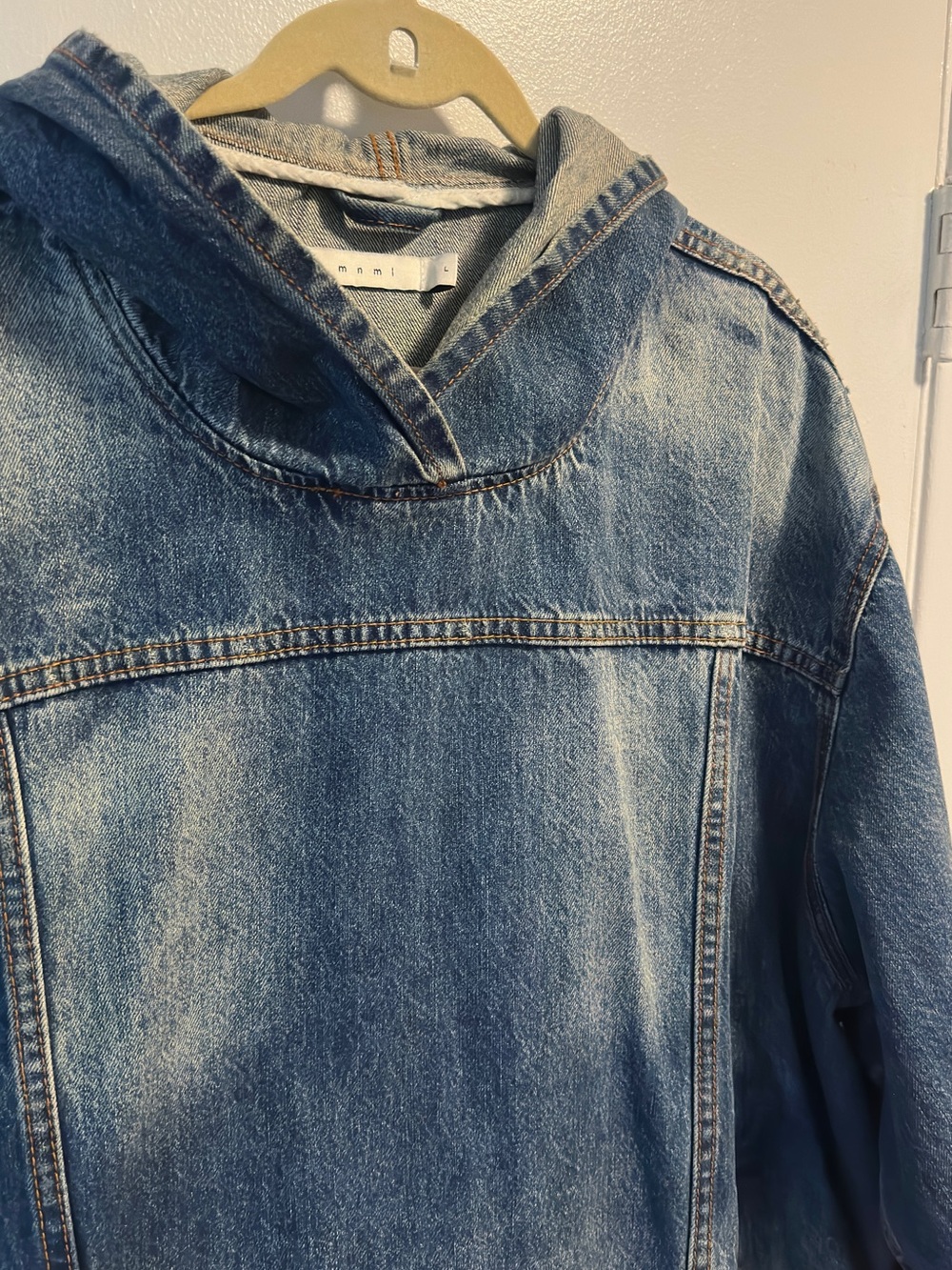 MNML Faded Blue Denim Hooded Jacket - Picture 3 of 5